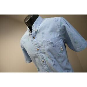 Vans Button Up Floral Dress Shirt Casual Short Sleeve Mens Sz Medium